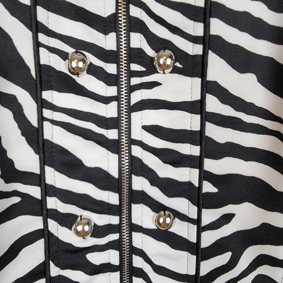 NEW Lisa International Animal Print Zebra Moto Zip Front Jacket Size Small - Picture 5 of 8
